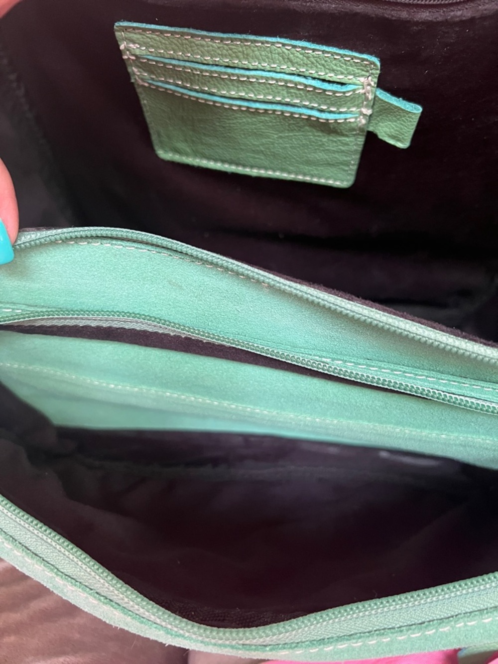 Western Style Turquoise Backpack with White Bootstitch - Picture 15 of 15